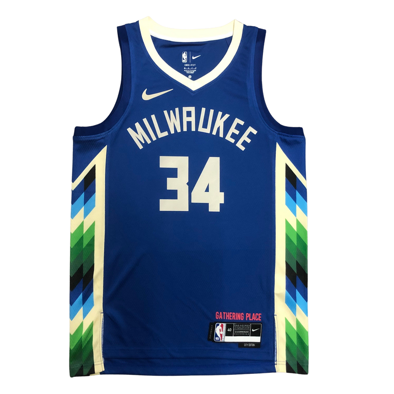 Camiseta NBA masculina dos Milwaukee Bucks edição City 2022/23.