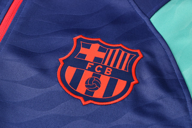 Chaqueta de entrenamiento Barcelona 21/22 azul con cremallera.