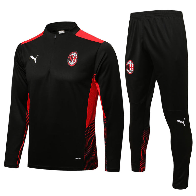 Chaqueta de Entrenamiento AC Milan 21/22 Negra con Cremallera.