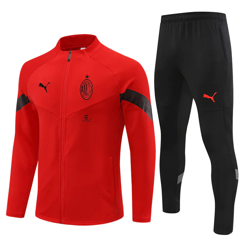 Chaqueta de Entrenamiento AC Milan 22/23 Negra y Roja con Cremallera.